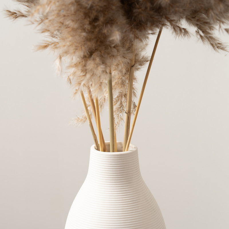 90cm Artificial Pampas in Ribbed Ceramic Vase